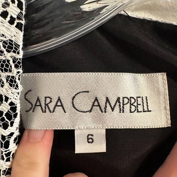 Sara Campbell Sz 6 Sleeveless Cocktail Dress Black & White Lace | High Neck - Picture 8 of 13
